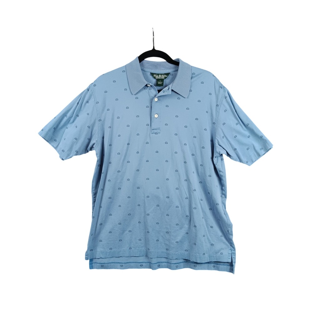 Brooks‎ Brothers Country Club Blue All Over Print Cotton Polo Shirt Men's Size S